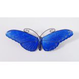 A Norwegian silver large blue enamel butterfly brooch by Marius Hammer, 8.6cm wide, 19.5g