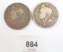 Two George IV 1821 silver crowns