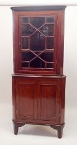 A 19th century mahogany astragal glazed corner cabinet with cupboard under, 82cm wide