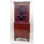 A 19th century mahogany astragal glazed corner cabinet with cupboard under, 82cm wide