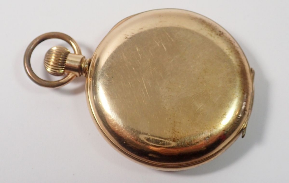 A gold plated pocket watch by Prescott with enamel dial and seconds dial - Image 3 of 3