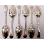 A set of six Britannia silver rat tail tablespoons by Nathaniel Roe, London 1710-1717, 366g