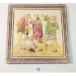 A Victorian tile printed musicians by E Smith and Co, Coalville, 20.5cm square