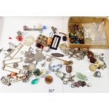 A box of antique jewellery fittings, buckles etc.