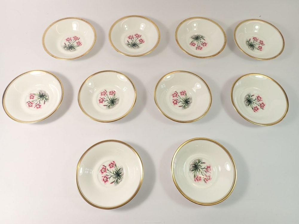 A set of ten Royal Worcester Irish Whisky cups and saucers printed flowers - Image 2 of 2