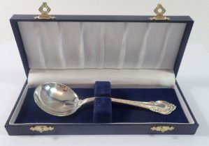 A sterling silver christening spoon, boxed