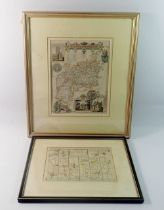 An 18th century Senex road map Gloucester to Coventry, 16 x 22cm and a map of Gloucestershire with