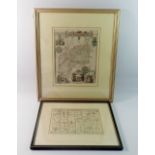 An 18th century Senex road map Gloucester to Coventry, 16 x 22cm and a map of Gloucestershire with