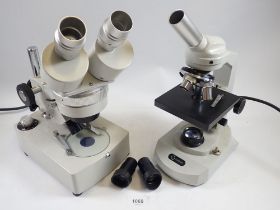 A Junghans electric laboratory microscope and a Meiji one