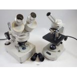 A Junghans electric laboratory microscope and a Meiji one