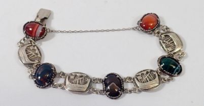 A silver Scottish Celtic bracelet set onyx