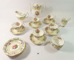 A Royal Albert Valentine tea service comprising teapot, five cups and nine saucers, cream jug,