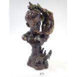 A bronze finish sculpture 'lovers' 22cm