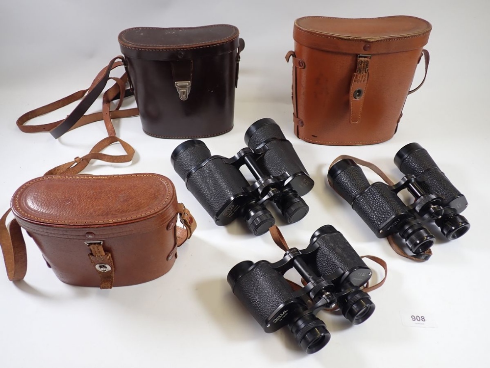 A pair of Octra 10 x 30 binoculars, an Ifoco pair 16 x 50 and a Wray 9 x 40 pair