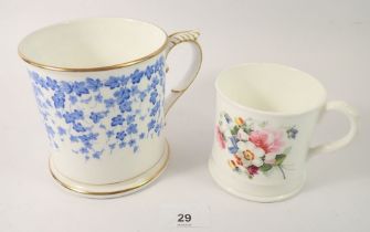 A Royal Worcester blue ivy large mug, 11.5cm tall and a Victorian floral painted mug