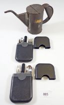 An old oil can, 13cm tall and two sets of travel cutlery