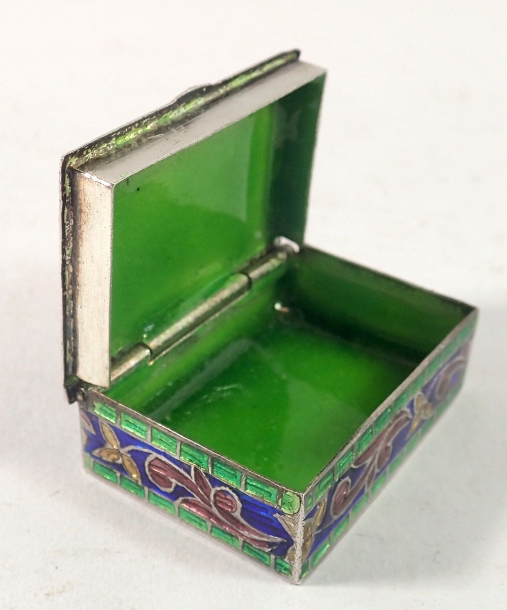 A silver and enamel box, 4 x 2.7 x 1.2cm - Image 2 of 3