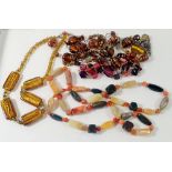 Various Venetian glass bead necklaces and an agate necklace