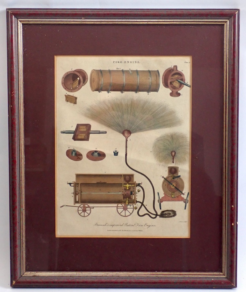 A set of six various patent engravings by J Pass including Fire Engine, Water Mills, Magnetism - Image 2 of 2