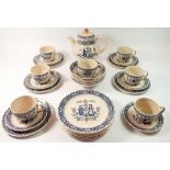 A Johnson Brothers 'Heart & Flowers' breakfast set comprising teapot, seven cups and saucers, five