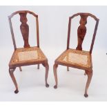 A pair of walnut cane seated bedroom chairs