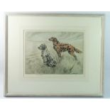 Henry Wilkinson limited edition etching Two Hunting Dogs, signed in pencil, 50/150, 24 x 34cm