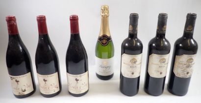 Six bottle of red wine including three Baron De Barbon Rioja 2010 and three Stephane Aviron Moulin a