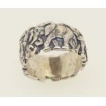 A silver elephant ring by Patrick Mavros, Zimbabwe, size H-I