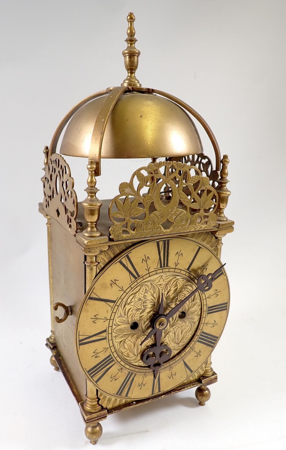 A 19th century brass lantern clock with two train movement, 39cm tall - Image 2 of 5