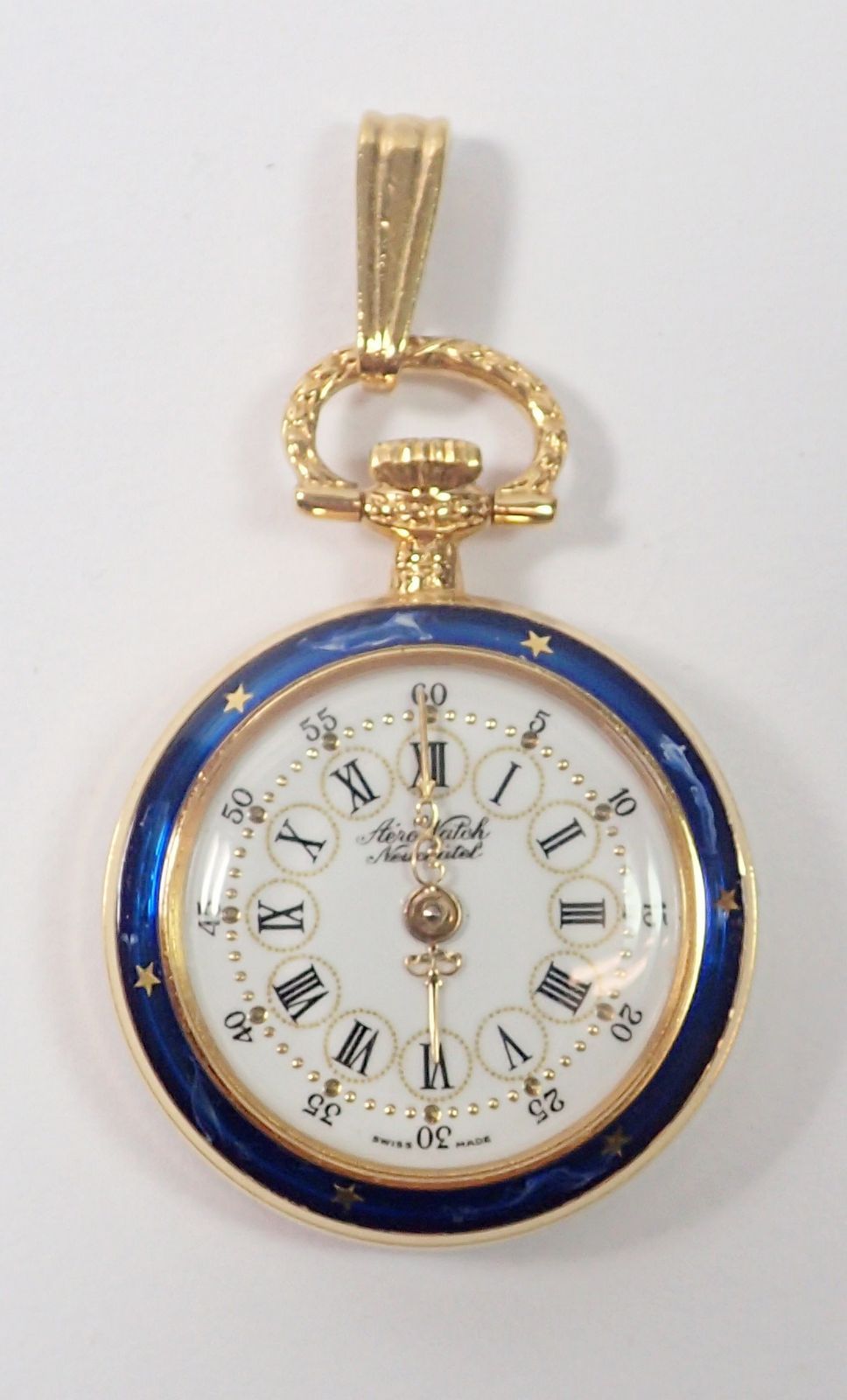 An Aero gold plated and enamel fob watch