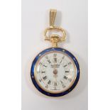 An Aero gold plated and enamel fob watch