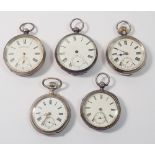 Five various silver pocket watches