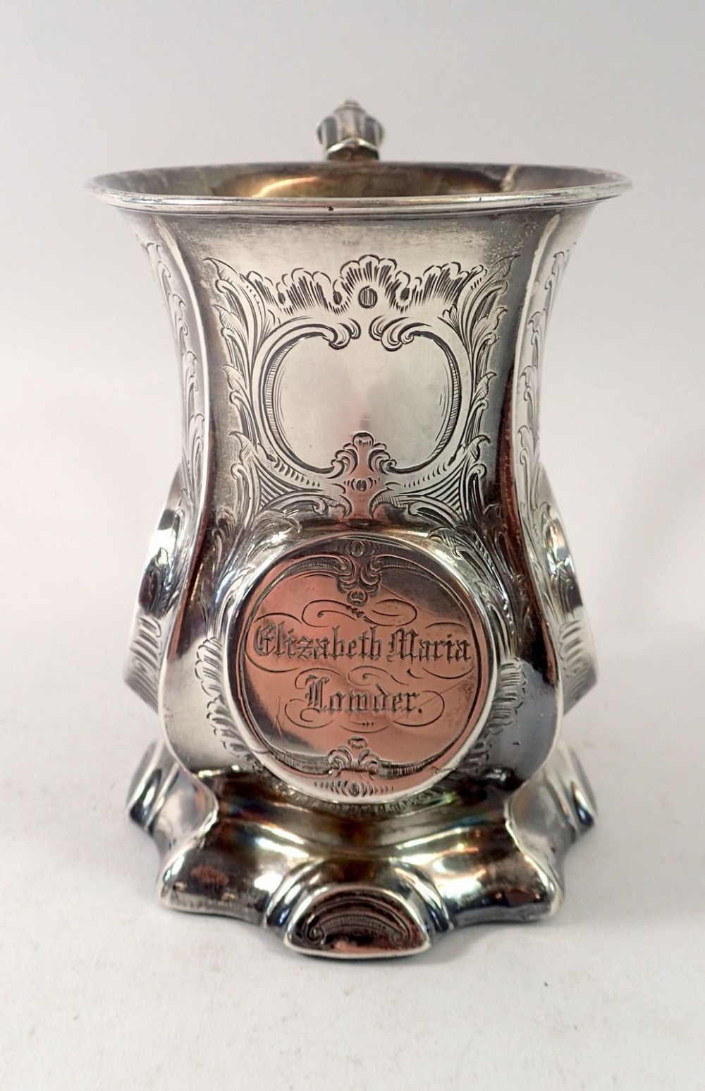 A Victorian silver mug of waisted and fluted form, engraved name, Birmingham 1856, 170g by George - Image 2 of 3