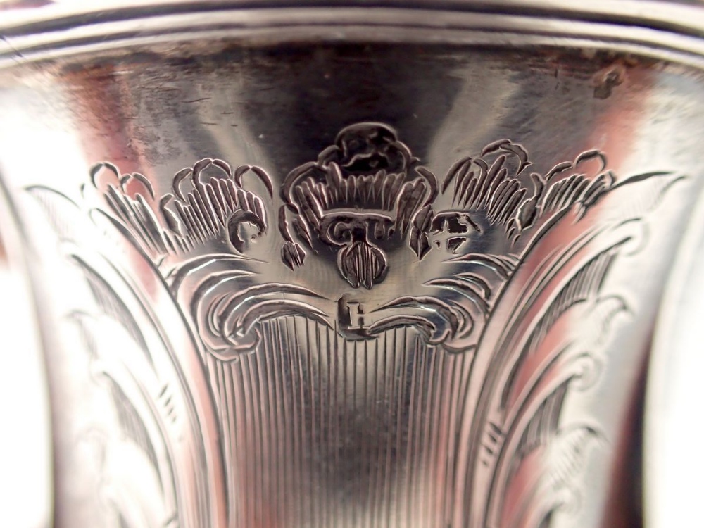 A Victorian silver mug of waisted and fluted form, engraved name, Birmingham 1856, 170g by George - Image 3 of 3