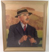 Morris Taylor - oil on board portrait of an old man 'Resting' 44 x 39cm