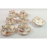 A Hammersley Dresden Sprays set of six coffee cups and saucers and a bon bon dish