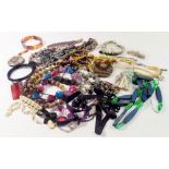 A box of beads and costume jewellery