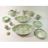 A Shelley Melody group comprising two oval dishes, coffee mug, two saucers, pepper and a pin dish (