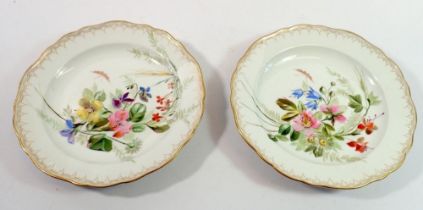 A pair of Meissen porcelain plates painted sprays of flowers, 21cm diameter