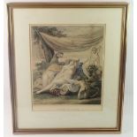 An early 19th century engraving of nymphs and satyr by M Bovi after L B Cipriani, 29 x 34cm