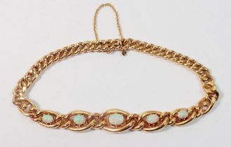 A 15 carat gold opal set bracelet, 16.3g, approx 20.5cm long