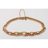 A 15 carat gold opal set bracelet, 16.3g, approx 20.5cm long