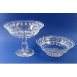 A 19th century cut glass comport and matching bowl, 23cm diameter