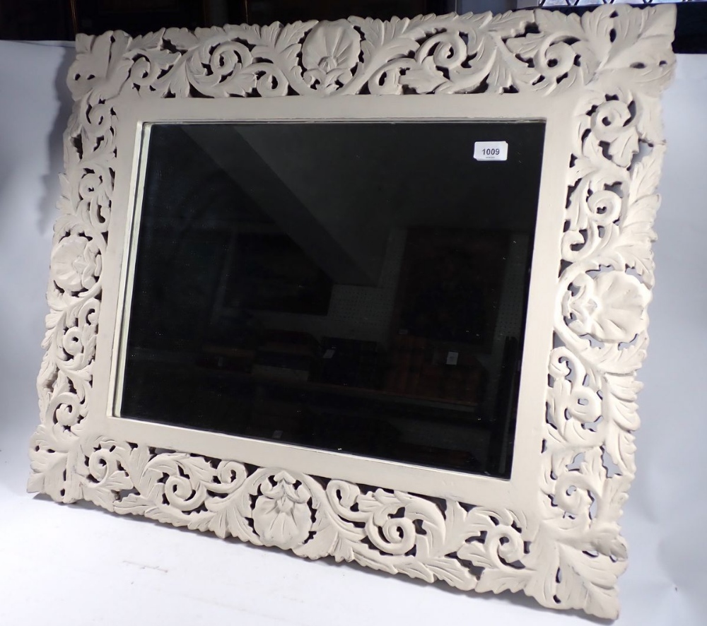 A white painted foliate framed modern mirror, 68 x 74cm - Image 2 of 2