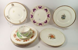 Eight Royal Worcester plates including four 'Viceroy' and a Worcester VIP cricket breakfast cup