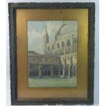 A watercolour Gloucester Cathedral Cloisters, 32 x 22cm