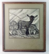 William F Colley - lithograph of a lamb 'Spring' 30 x 30cm