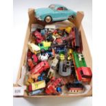 A box of die cast cars and other model cars