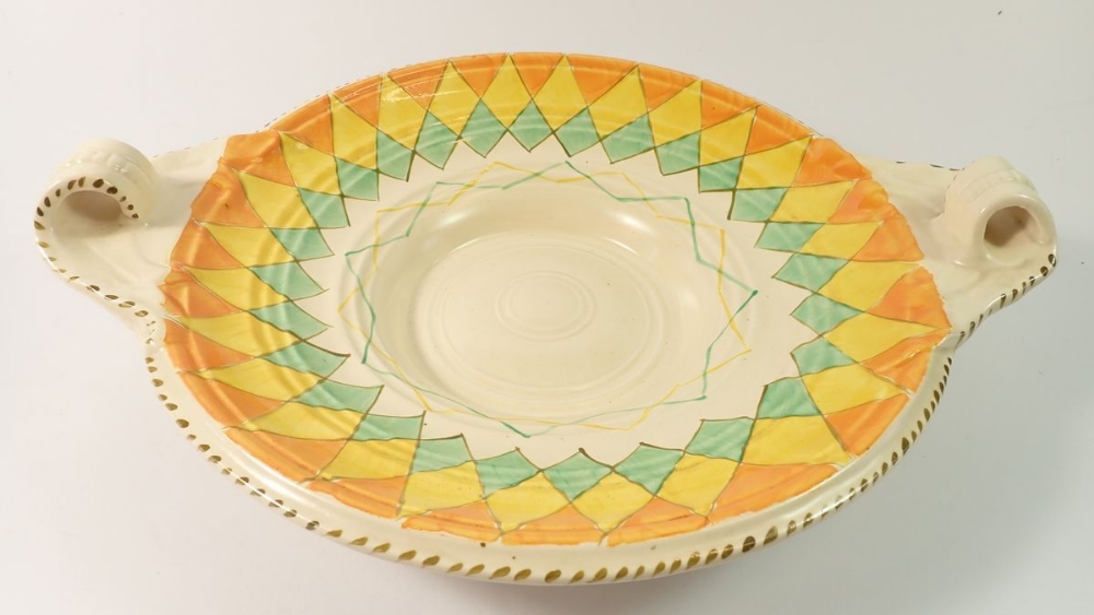 A Burleigh Ware Art Deco fruit bowl with geometric border, 35cm wide - Image 2 of 2