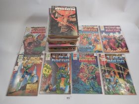 A quantity of 38 Judge Dredd comics and 15 Judge Anderson, 9 Time Twisters, 4 Rogue Troopers,